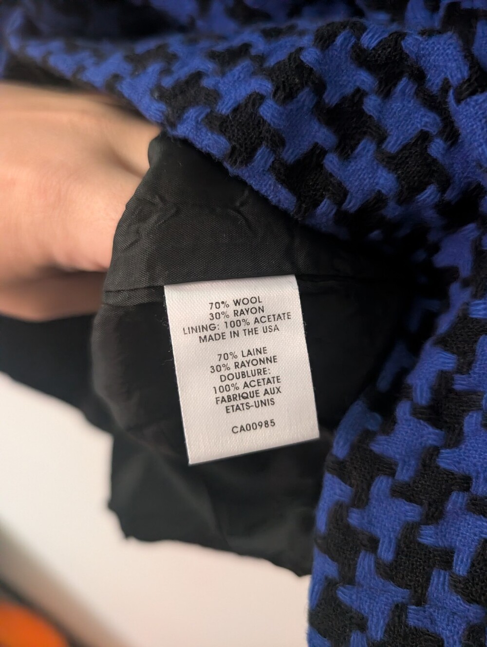 Nanette Lepore Black And Blue Houndstooth Peplum Wool Skirt With Fringe Size 4 - Picture 5 of 5
